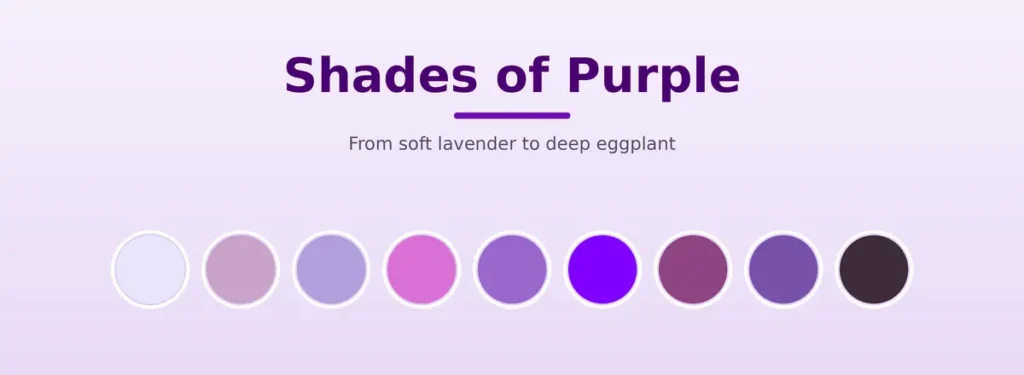 Purple color swatches ranging from pale lavender to dark eggplant