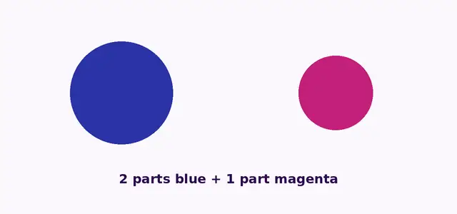 Animation of ultramarine blue and magenta paint blending into violet